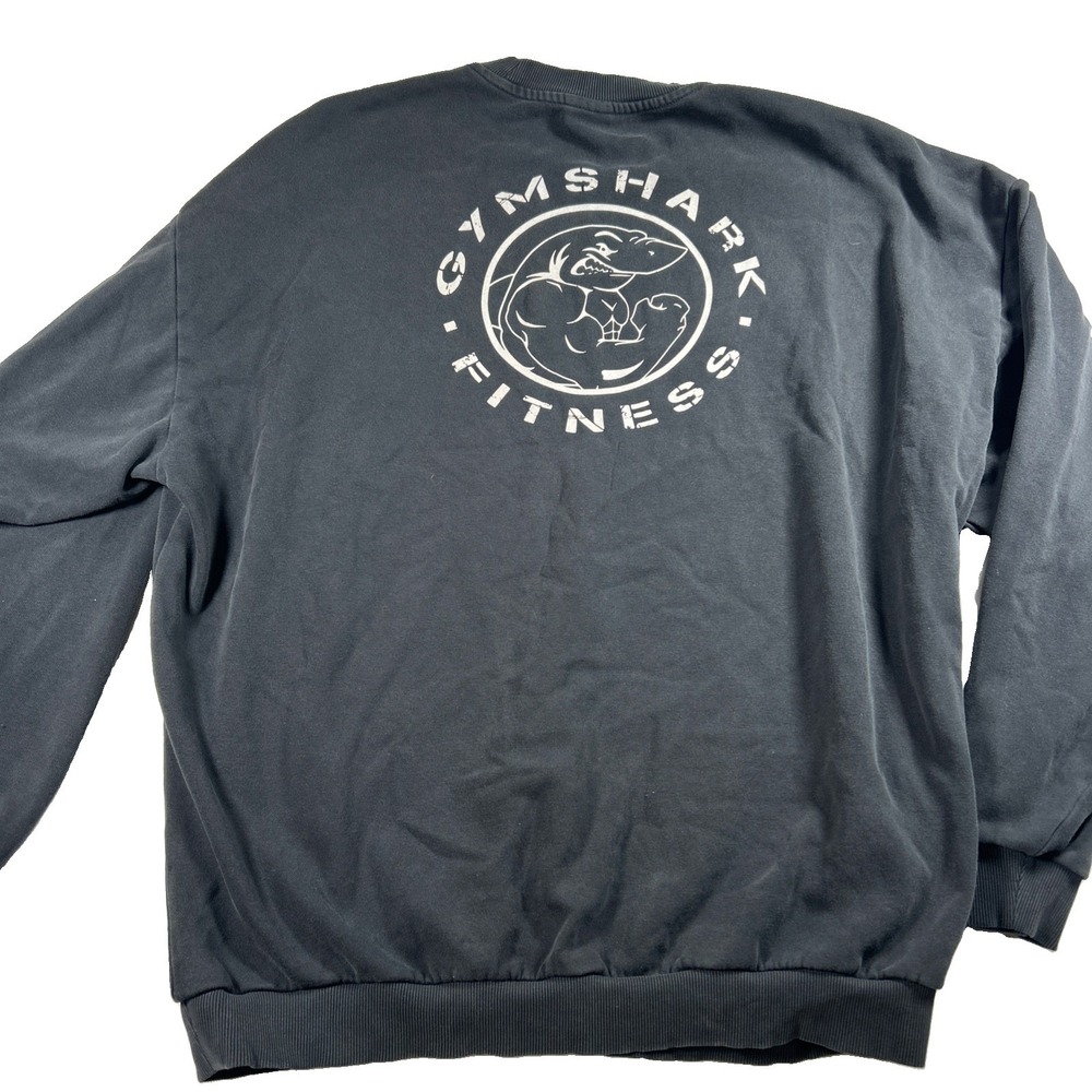 Gymshark Heritage Crewneck Sweatshirt Men L Washed Black Fleece Pullover Graphic
